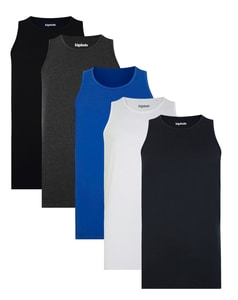 Bigdude 5 Pack Plain Vests Multi