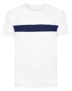 Bigdude Small Stripe Cut & Sew T-Shirt White Tall