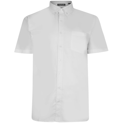 Bigdude Oxford Short Sleeve Shirt White Tall