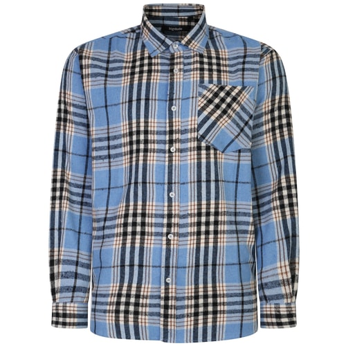 Bigdude Summer Long Sleeve Flannel Shirt Blue