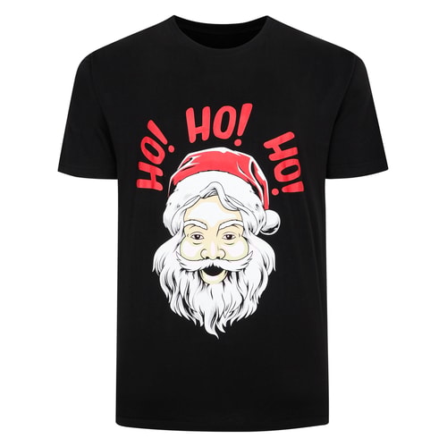 Bigdude Ho Ho Ho Print T-Shirt Black