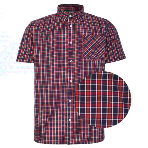 Bigdude Woven Check Short Sleeve Shirt Red