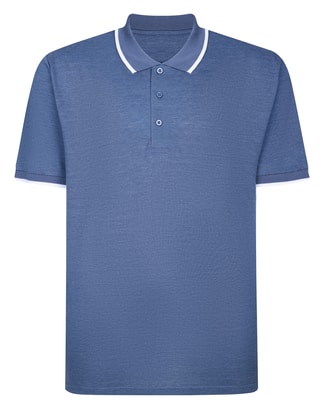 Bigdude Tipped Polo Shirt Blue Marl Tall