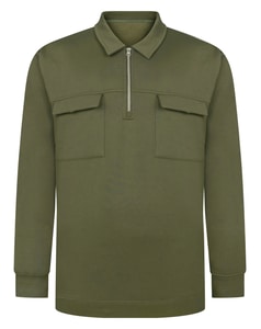 Bigdude Half Zip Double Pocket Sweatshirt Olive
