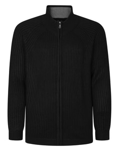 Bigdude Chunky Zip Through Knit Jumper Black