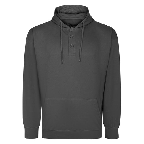 Bigdude Waffle Button Front Hoodie Charcoal