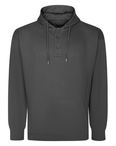 Bigdude Waffle Button Front Hoodie Charcoal