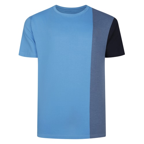 Bigdude Vertical Colour Block T-Shirt Light Blue