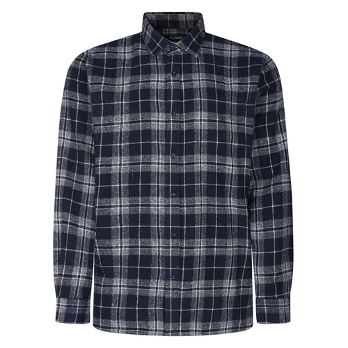 Bigdude Checked Flannel Long Sleeve Shirt Navy/White