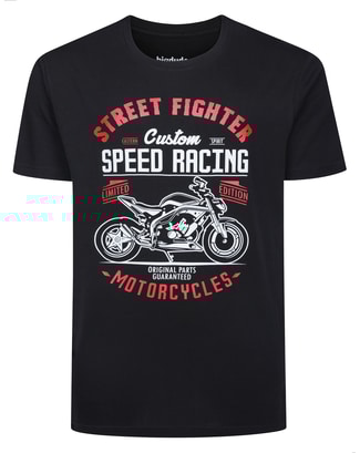 Bigdude Speed Racing Print T-Shirt Black Tall