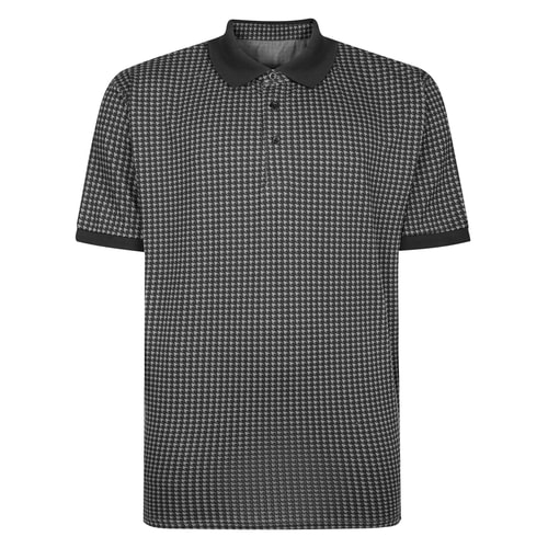 Bigdude Houndstooth Print Polo Shirt Black Tall