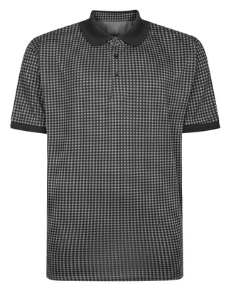 Bigdude Houndstooth Print Polo Shirt Black Tall