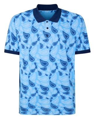 Bigdude Paisley Printed Polo Light Blue Tall