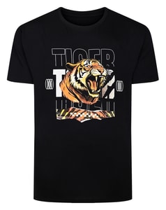 Bigdude Tiger Print T-Shirt Black