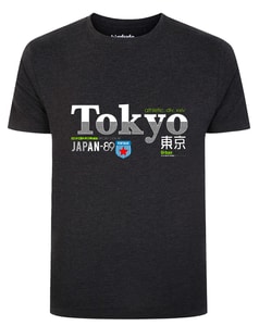 Bigdude Tokyo Print T-Shirt Charcoal