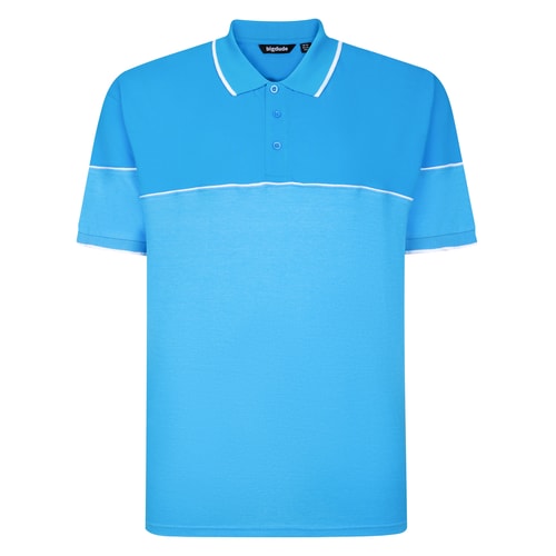 Bigdude Colour Block Polo With Piping Bright Blue