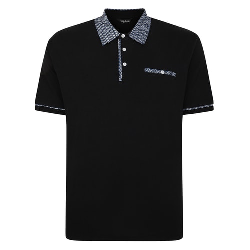Bigdude Designer Collar Polo Black Tall