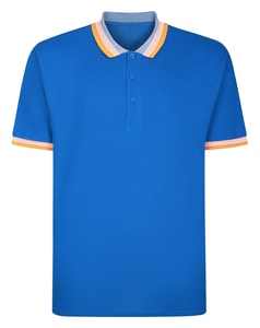 Bigdude Jacquard Contrast Pique Polo Shirt Royal Blue Tall