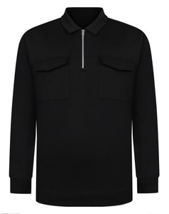 Bigdude Half Zip Double Pocket Sweatshirt Black