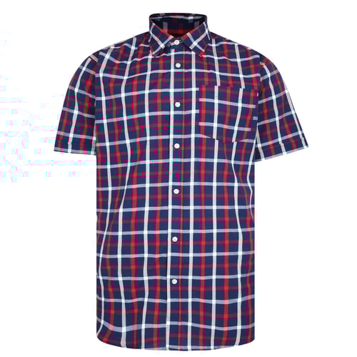 Bigdude Woven Short Sleeve Check Shirt Red/Navy