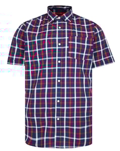 Bigdude Woven Short Sleeve Check Shirt Red/Navy