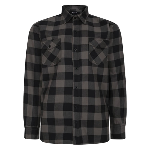 Bigdude Checked Overshirt Charcoal/Black Tall