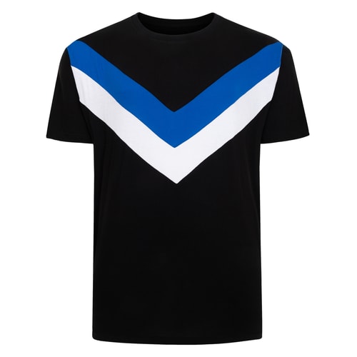 Bigdude Double Chevron T-Shirt Black/White/Royal Blue