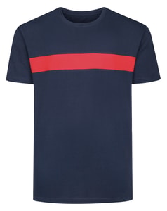 Bigdude Small Stripe Cut & Sew T-Shirt Navy Tall