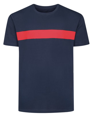 Bigdude Small Stripe Cut & Sew T-Shirt Navy Tall