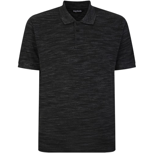 Bigdude Vintage Inkjet Marl Polo Shirt Black