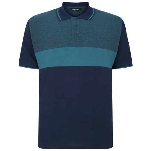 Bigdude Dobby Colour Block Polo Shirt Navy