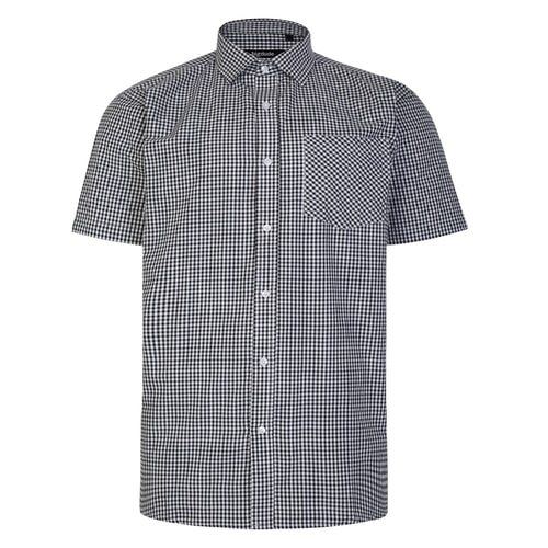 Bigdude Short Sleeve Check Shirt Black/White