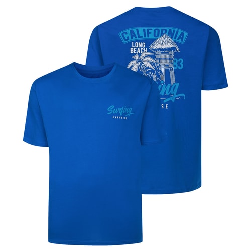 Bigdude California Surfing Paradise Back Print T-Shirt Royal Blue