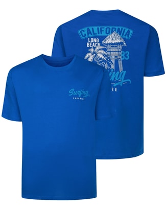 Bigdude California Surfing Paradise Back Print T-Shirt Royal Blue