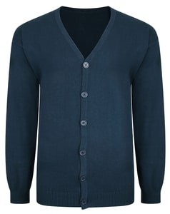 Bigdude Plain V-Neck Knitted Cardigan Navy