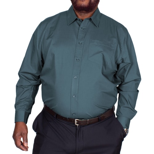 Bigdude Classic Long Sleeve Poplin Shirt Petrol Tall