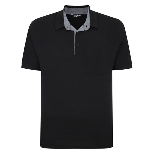 Bigdude Striped Textured Polo Shirt Black