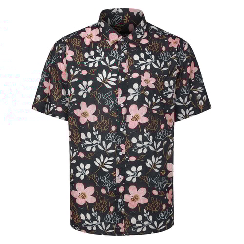 Bigdude Modern Flower Short Sleeve Shirt Faded Black