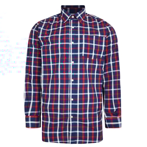 Bigdude Woven Long Sleeve Checked Shirt Red/Navy