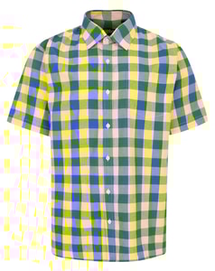 Bigdude Checked Poplin Short Sleeve Shirt Yellow/Blue