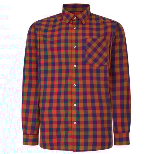 Bigdude Gingham Long Sleeve Shirt Orange Tall