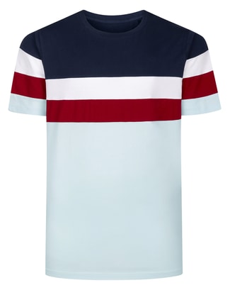 Bigdude Striped Colour Block T-Shirt Baby Blue Tall