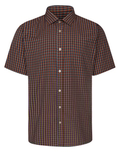 Bigdude Short Sleeve Check Shirt Brown