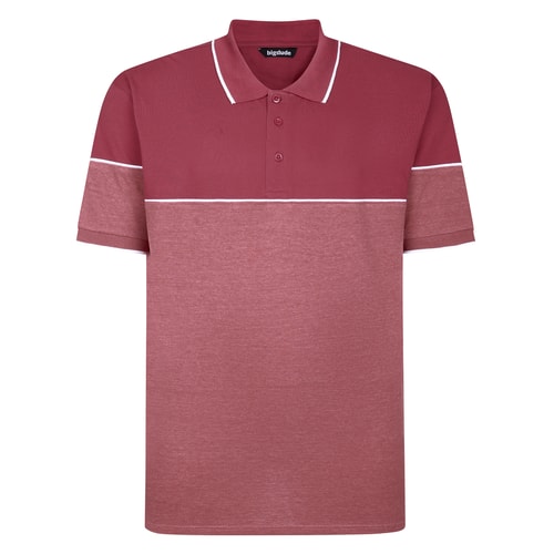 Bigdude Colour Block Polo With Piping Crimson Red