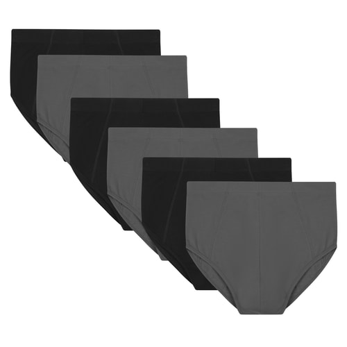Bigdude 6 Pack High Rise Briefs Charcoal