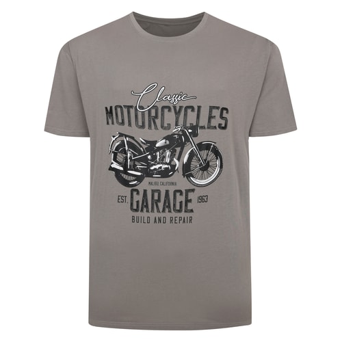 Bigdude Motorcycles Print T-Shirt Light Grey