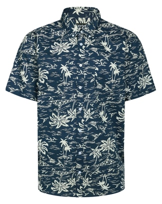 Bigdude Button Down Island Short Sleeve Shirt Navy Tall