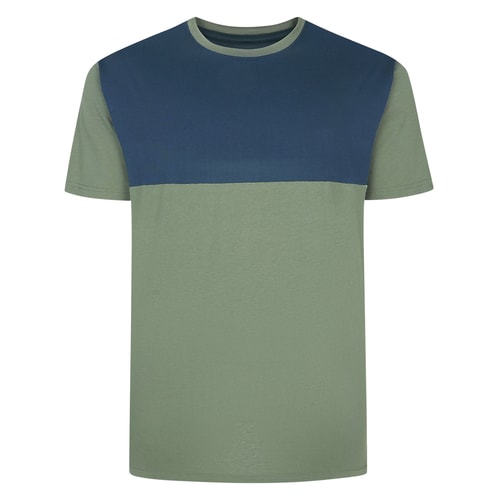 Bigdude Cut & Sew 2 Tone T-Shirt Sage Green/Navy