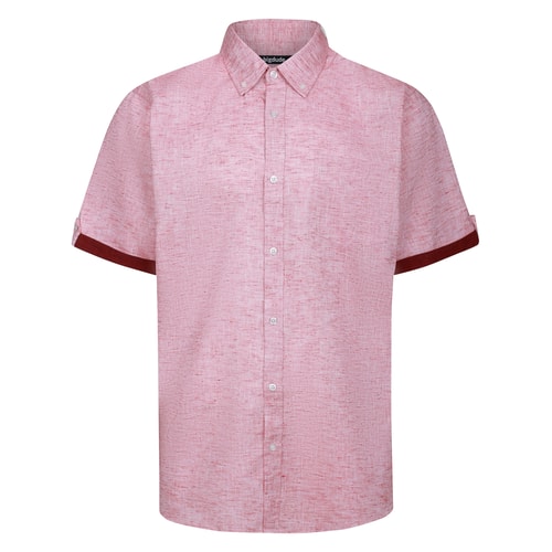 Bigdude Contrast Sleeve Button Down Collar Shirt Faded Red