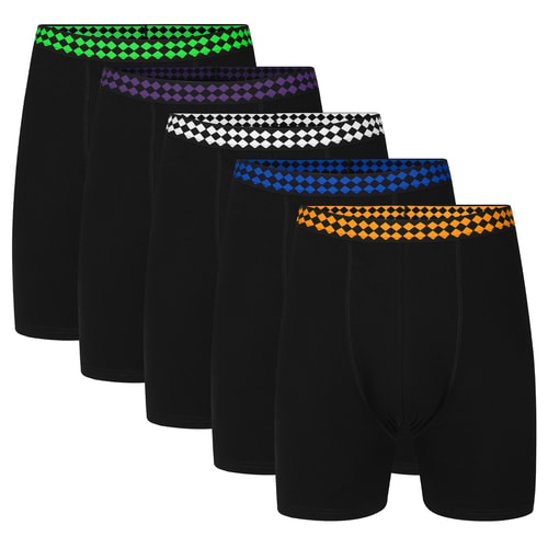Bigdude 5 Pack Diamond Waistband Boxers Black